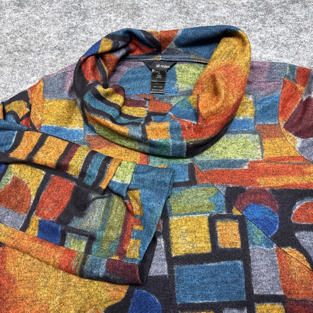 Ali‎ Miles top women's XL colorful geometric boho southwest artsy pocket cowl